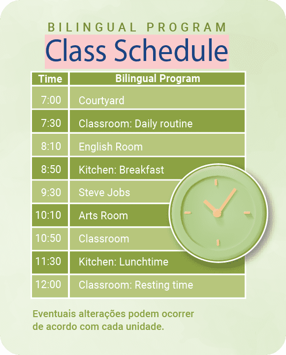 Class Schedule - Programa Bilíngue