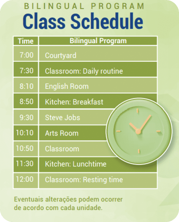 Class Schedule Bilingual Program | Colégio Objetivo